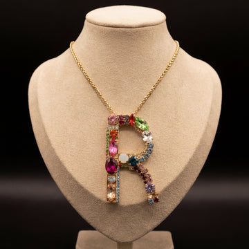 Collana lettera R - Oro Giallo - Collana lettera r  variante 2