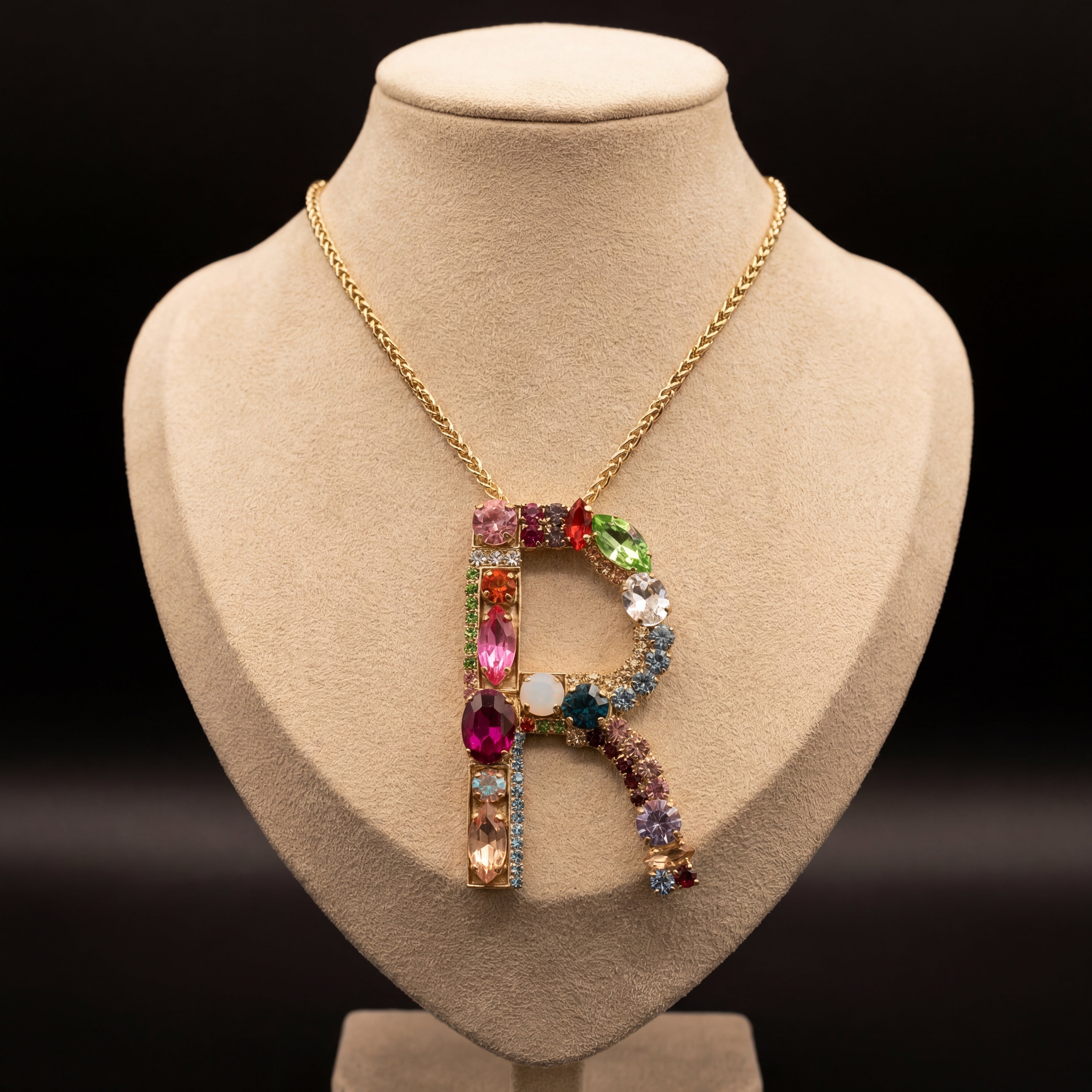 Collana lettera R - Oro Giallo - Collana lettera r  variante 2