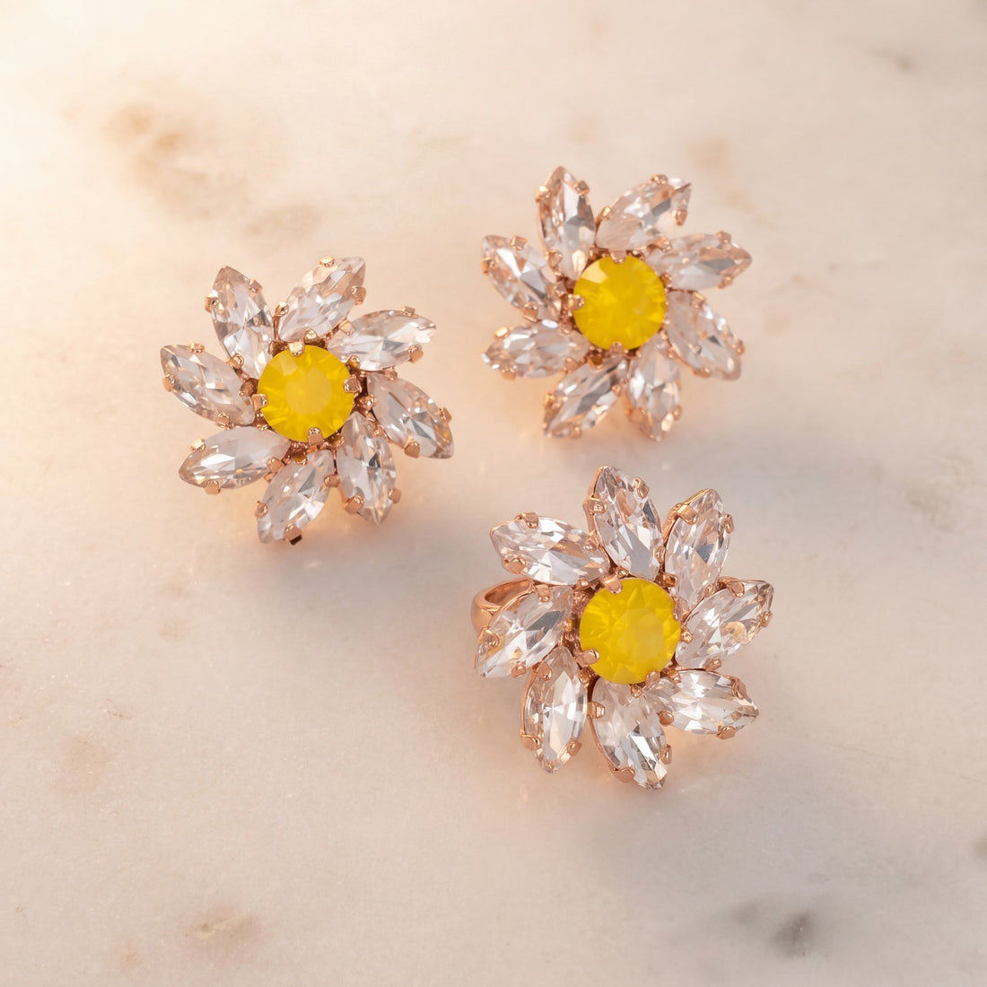 Mini set – Margherita - Oro Giallo - CRYSTAL + GIALLO OPACO