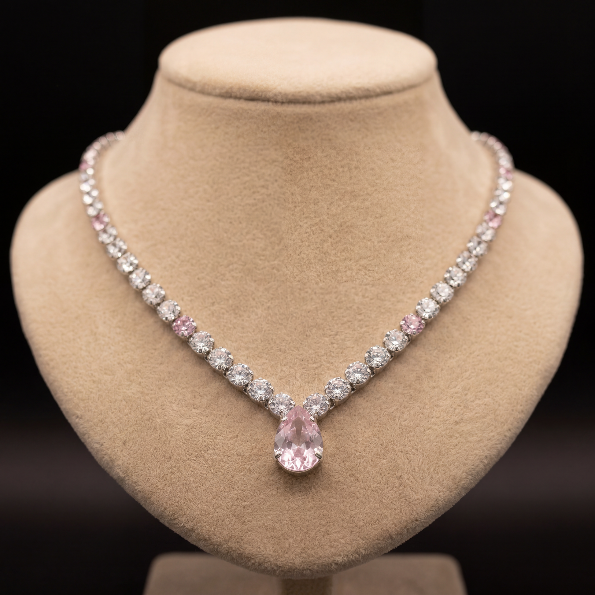Sorina collana - Argento - CRYSTAL + ROSA CHIARO