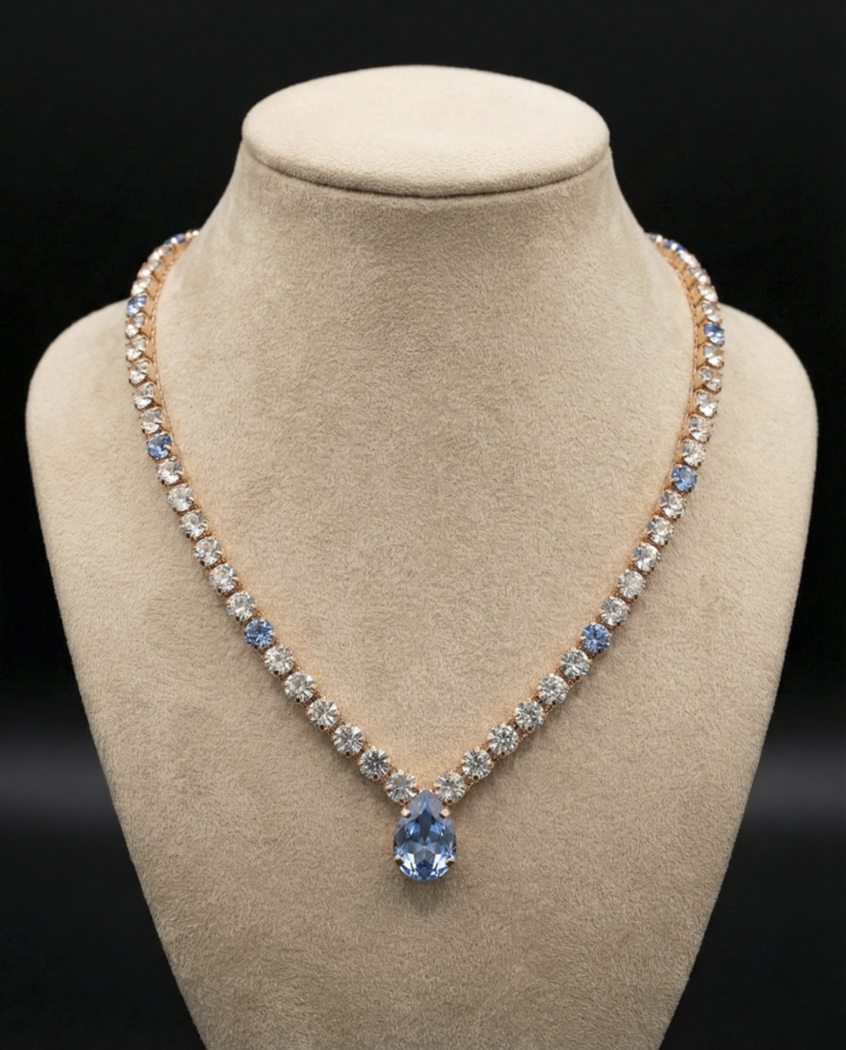 Sorina collana - Oro Rosa - AZZURRO POLVERE CRYSTAL