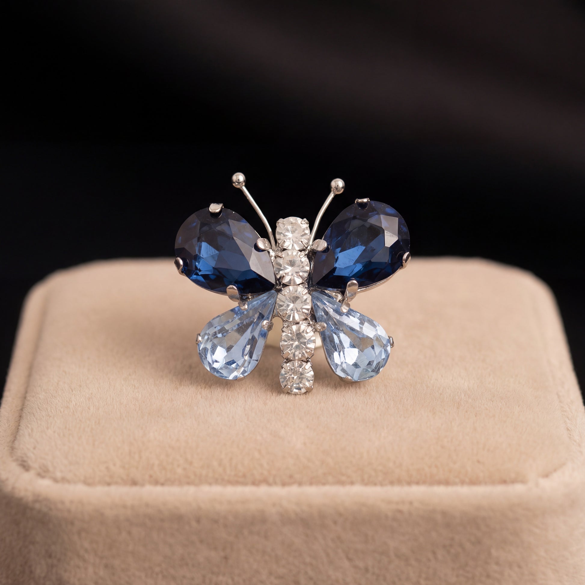 Spilla Farfalla - Argento - Blu Montana Azzurro Polvere Crystal