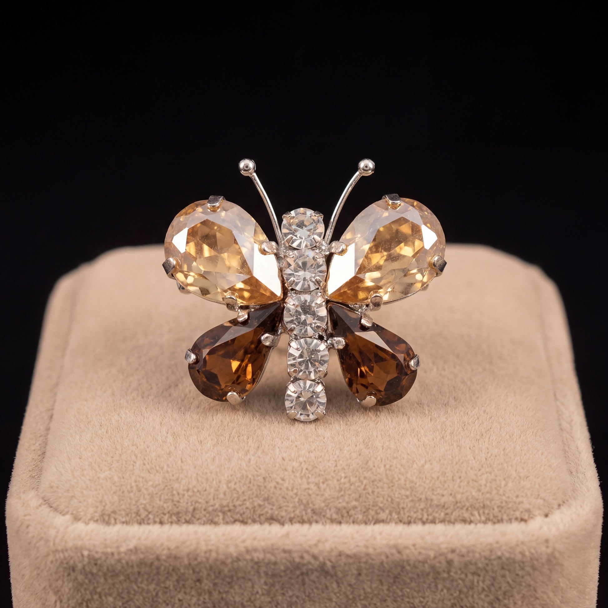 Spilla Farfalla - Argento - Gold Topazio Scuro Crystal
