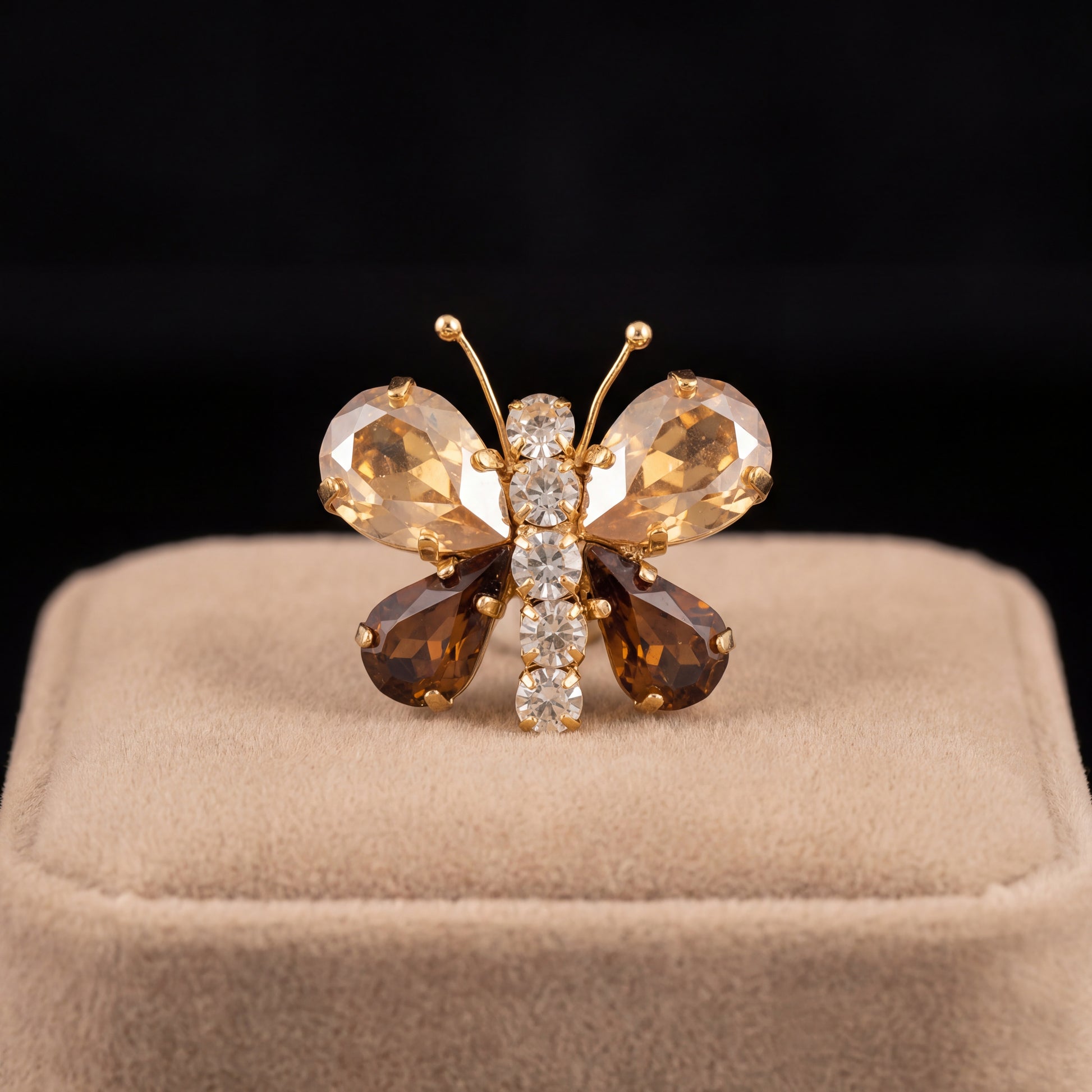 Spilla Farfalla - Oro giallo - Gold Topazio Scuro Crystal