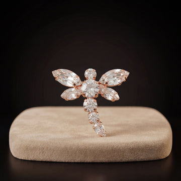 Spilla Libellula - Oro Rosa - Crystal