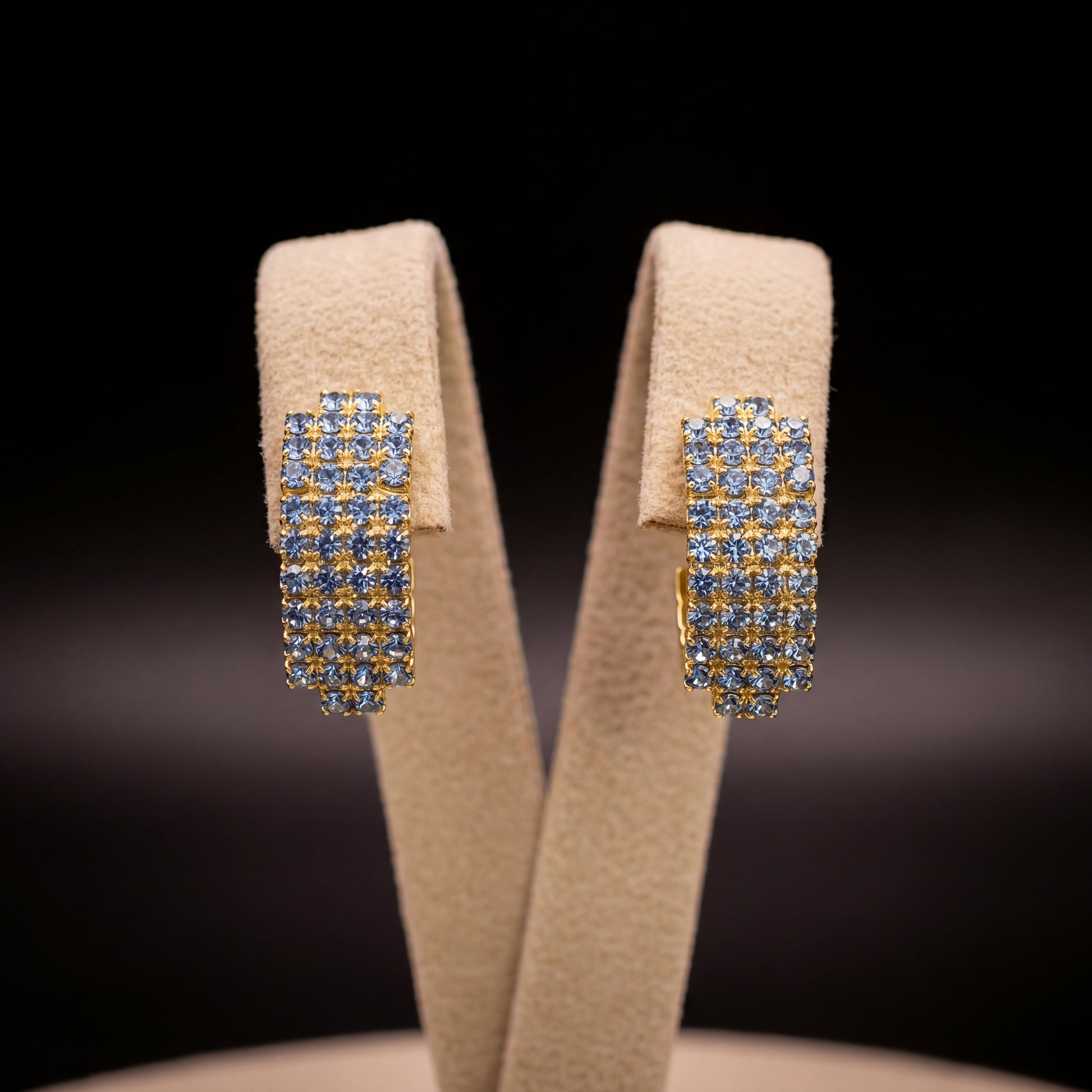 Strass orecchini - Oro Giallo - Strass orecchini   azzurro polvere