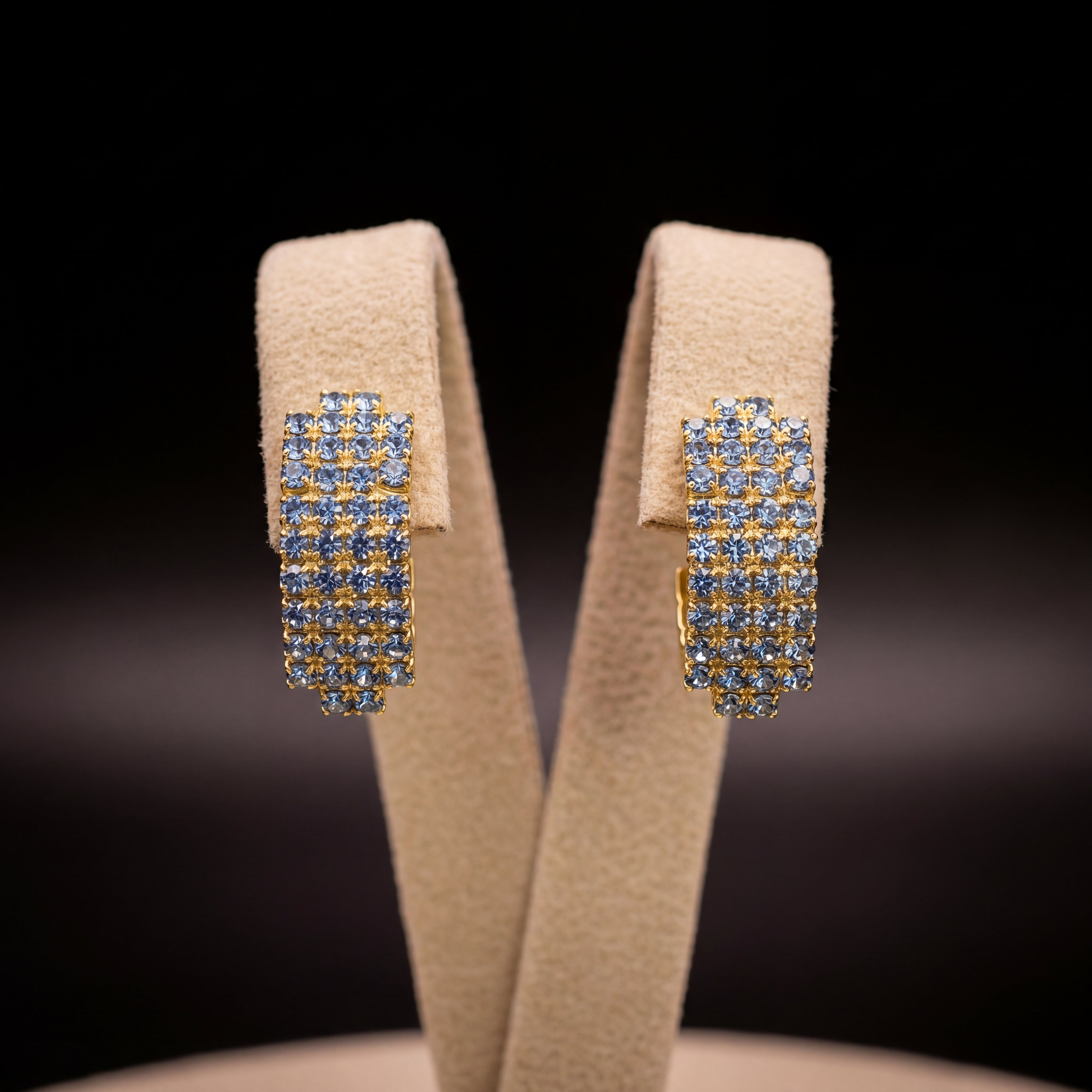 Strass orecchini - Oro Giallo - Strass orecchini   azzurro polvere