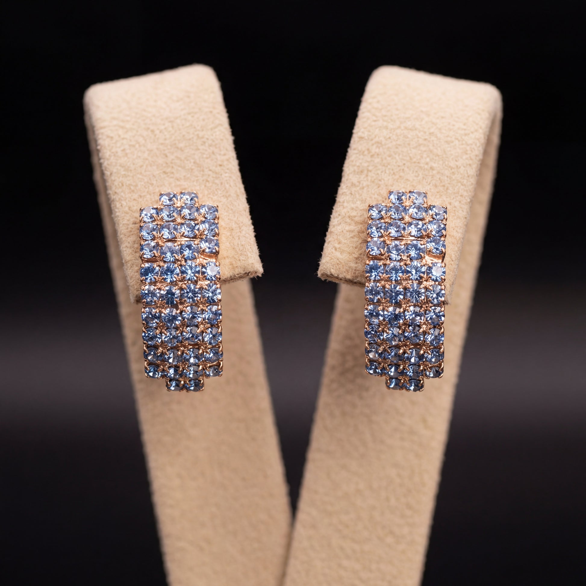 Strass orecchini - Oro Rosa - Strass orecchini   azzurro polvere