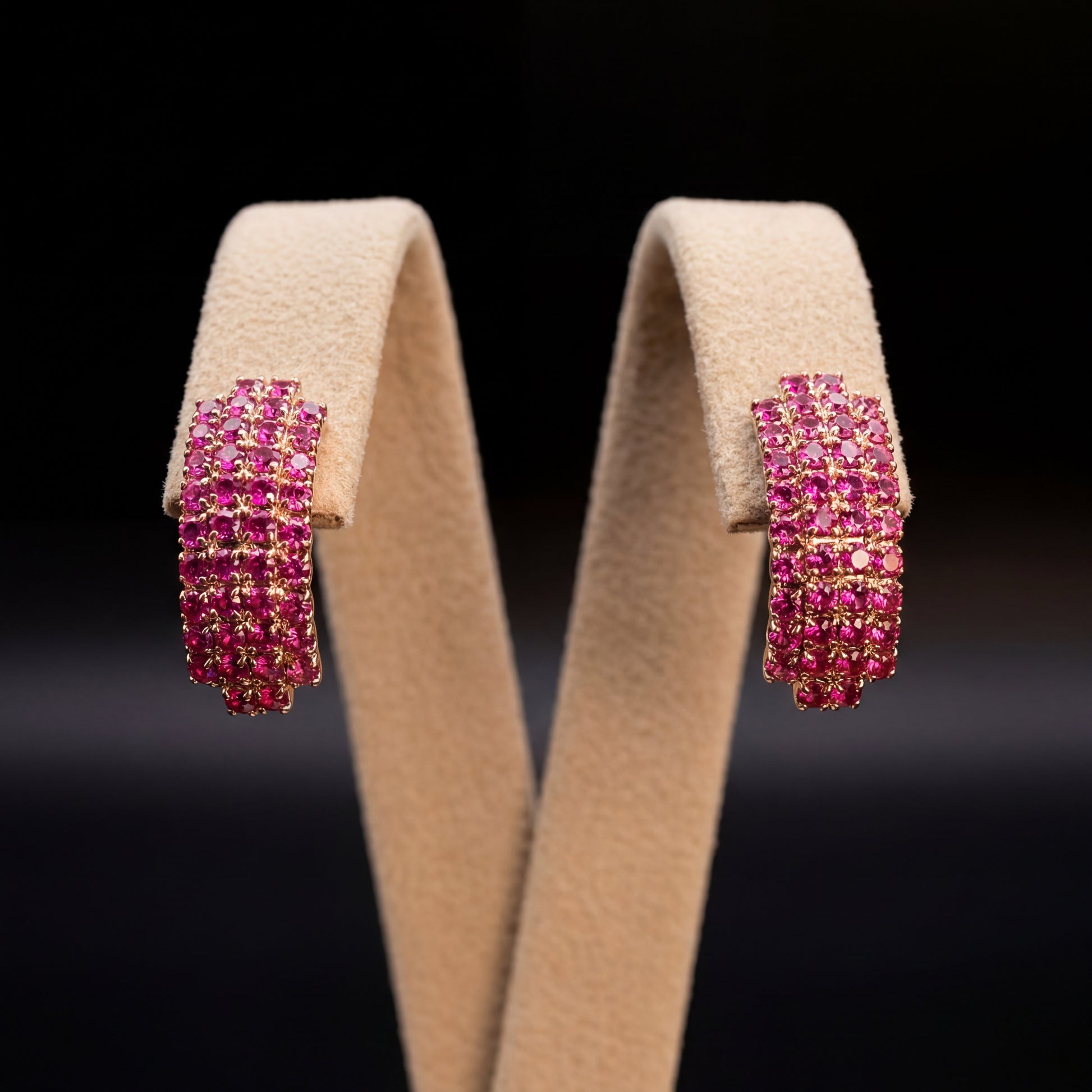 Strass orecchini - Oro Rosa - Strass orecchini   fuxia