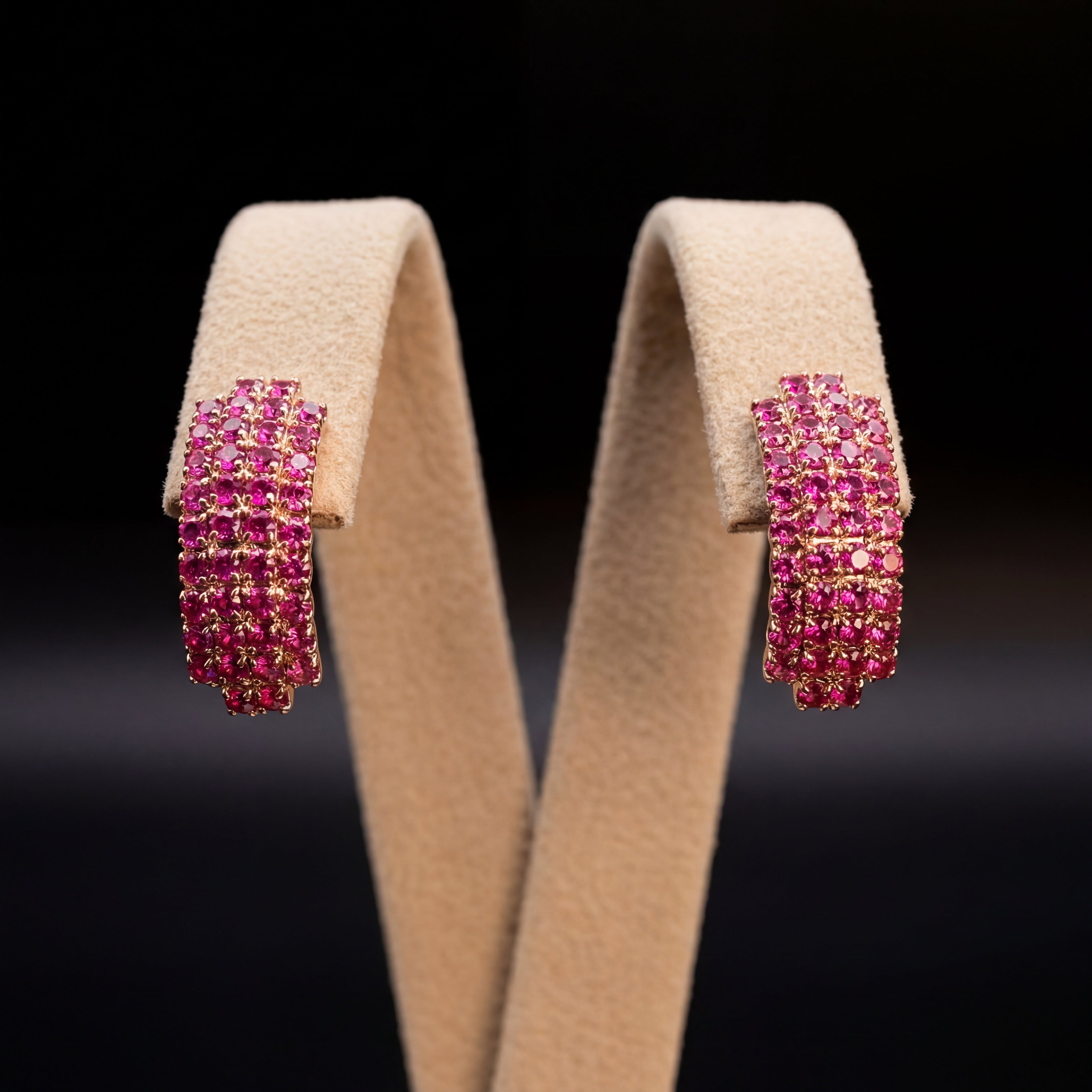 Strass orecchini - Oro Rosa - Strass orecchini   fuxia