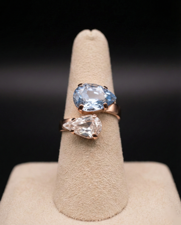 Sybel anello - Oro Rosa - AZZURRO POLVERE + CRYSTAL