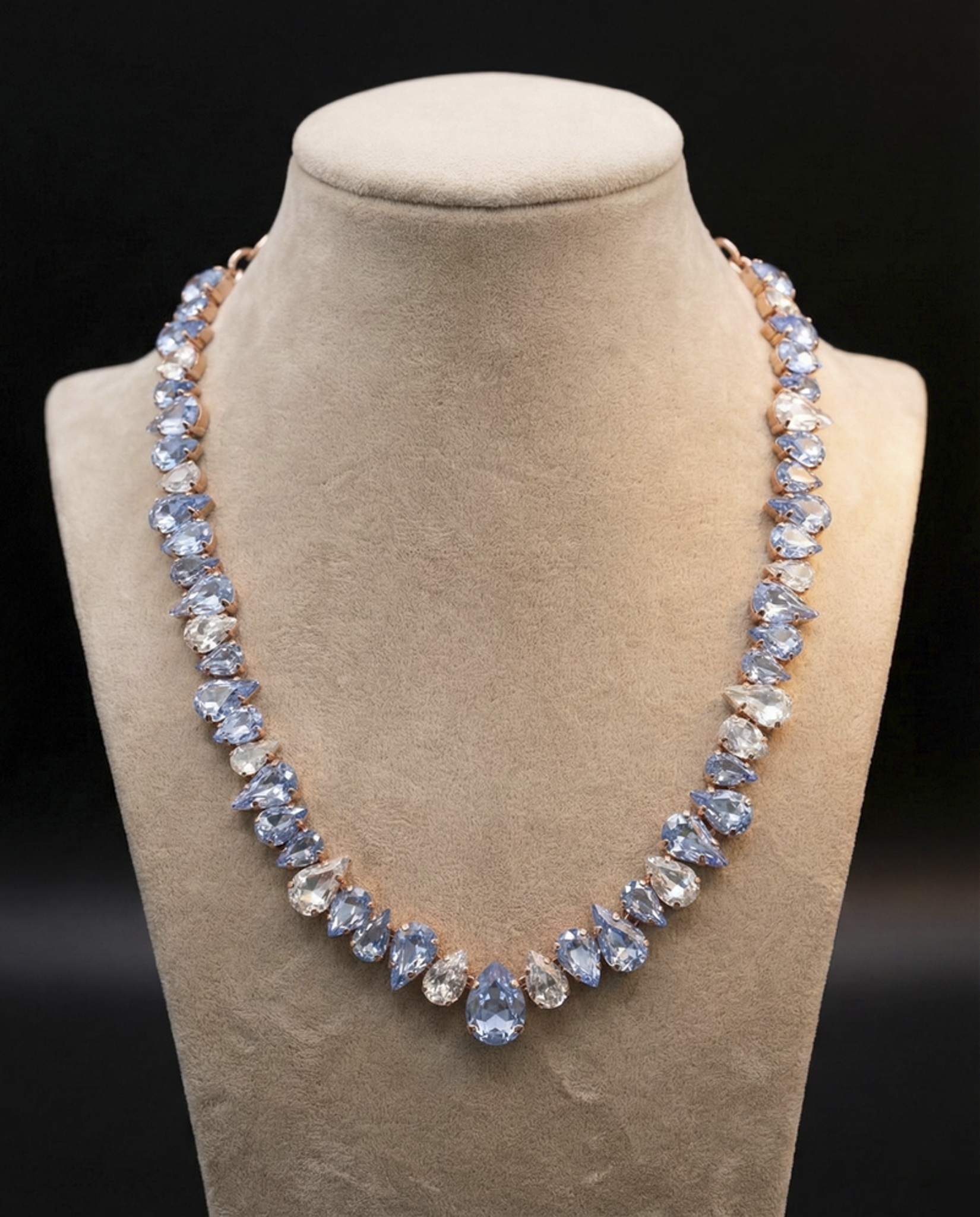 Sybel collana - Oro Rosa - AZZURRO POLVERE, CRYSTAL - VAR 2 