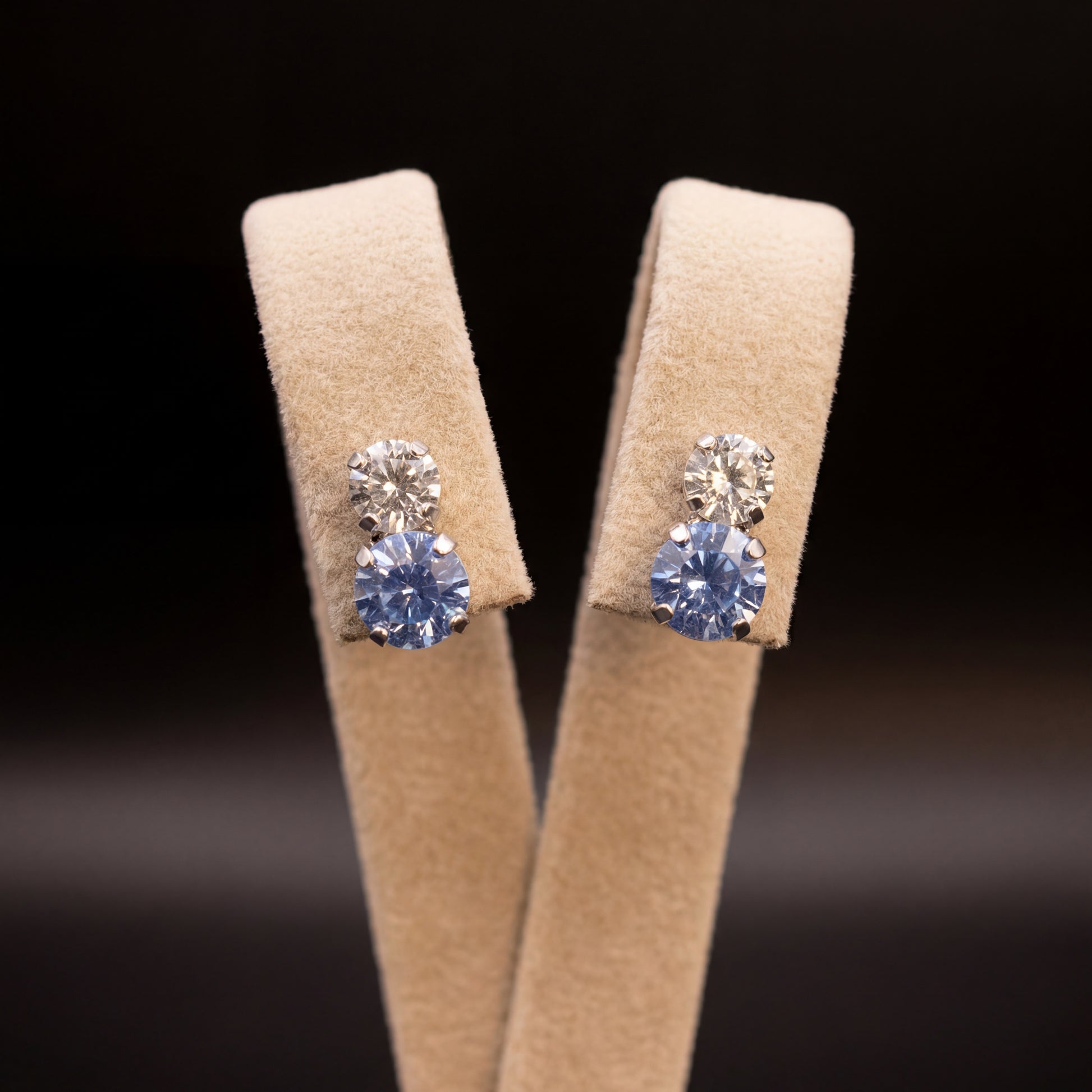 Tennis orecchini corti - Argento - Azzurro Polvere CRYSTAL