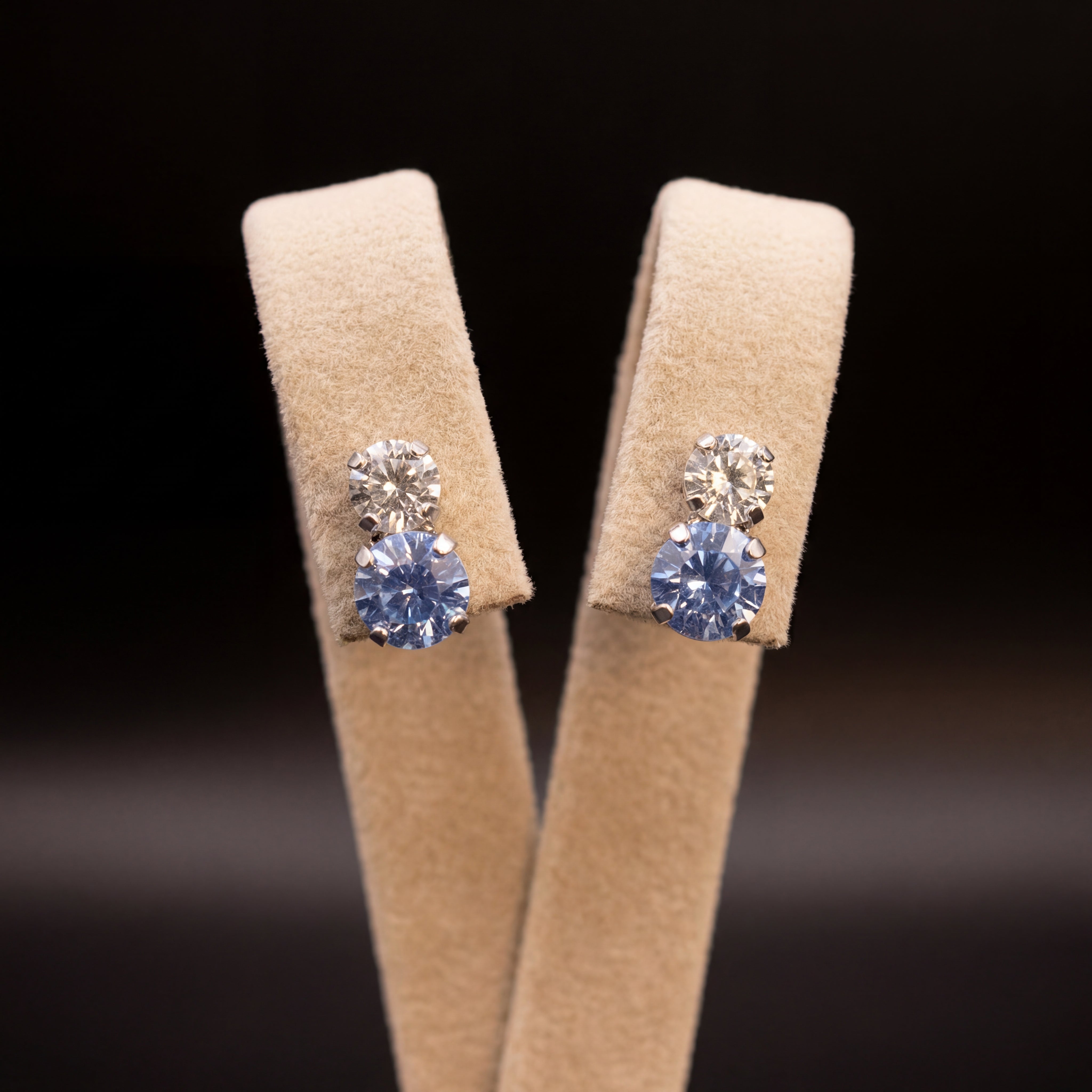 Tennis orecchini corti - Argento - Azzurro Polvere CRYSTAL