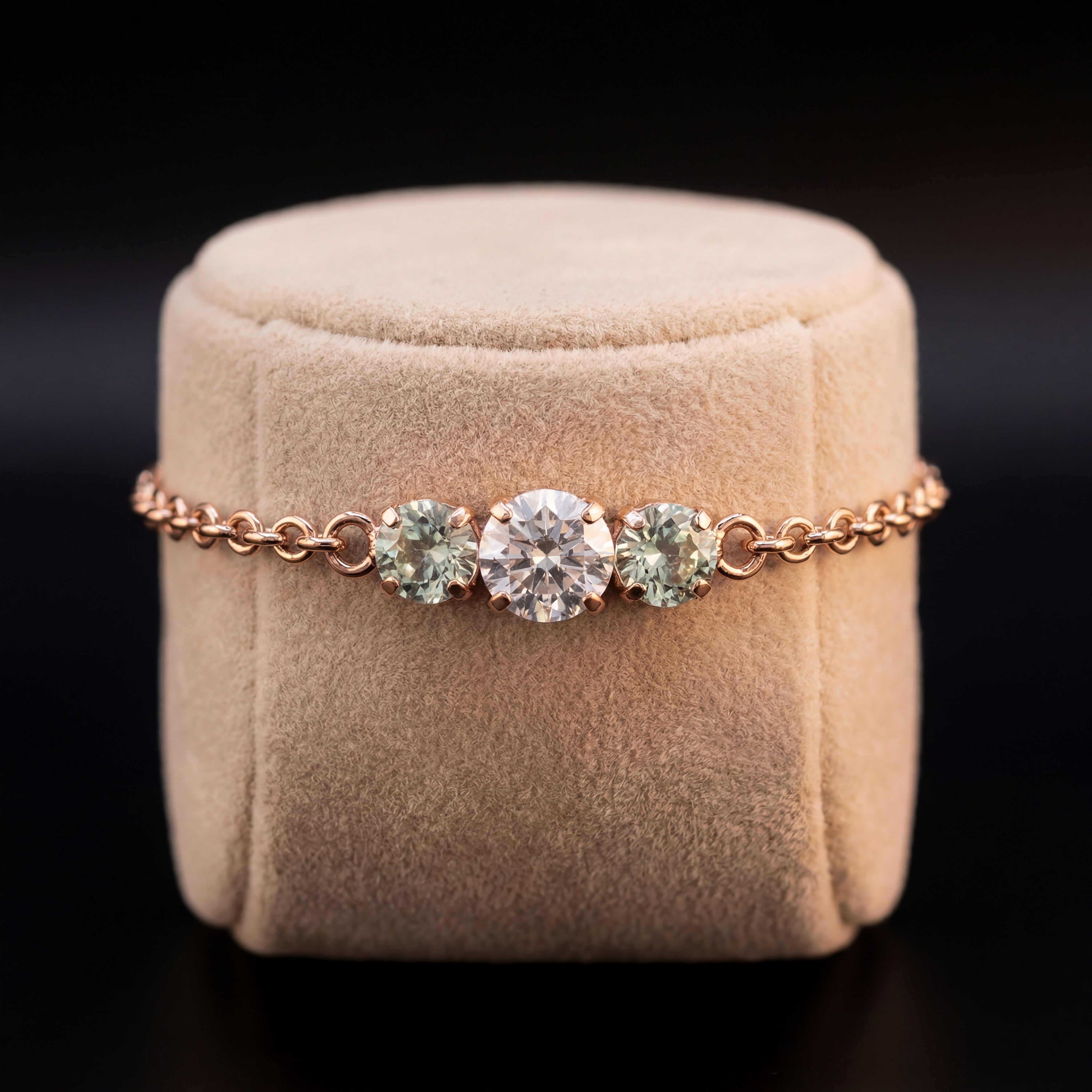 Trilogy bracciale - Oro Rosa - CRYSTAL + CRISOLITE