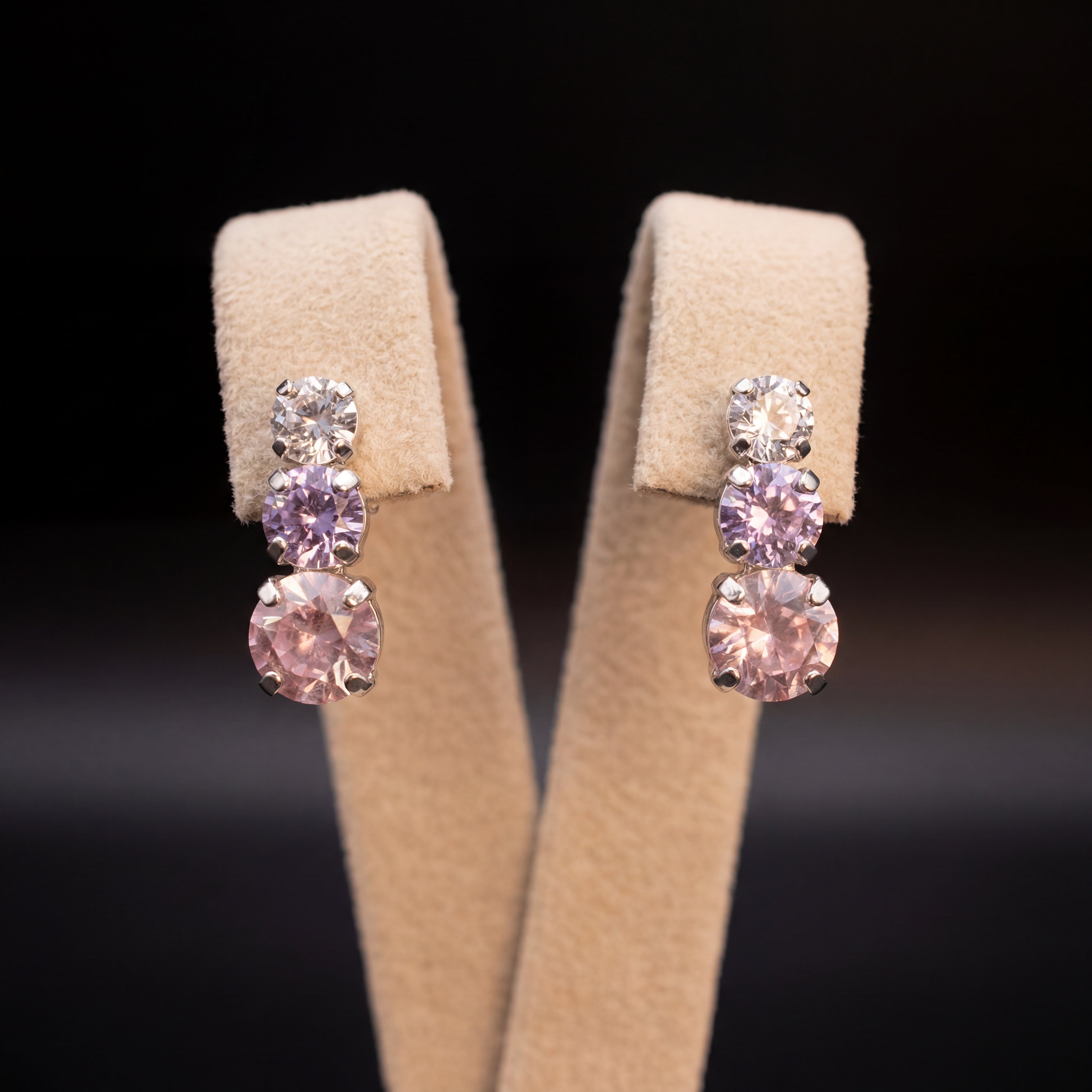 Trilogy orecchini - Argento - Crystal Rosa Chiaro Violet