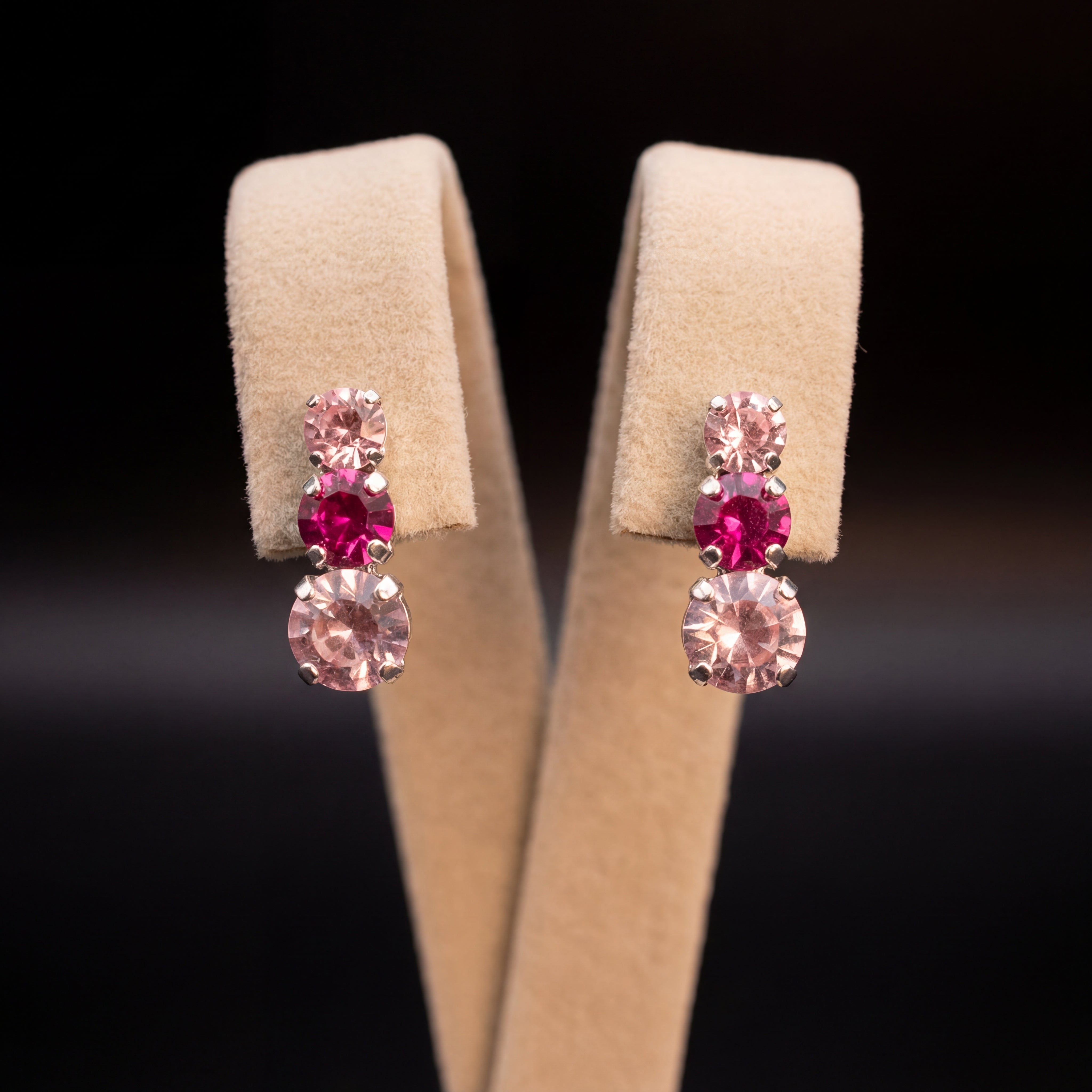 Trilogy orecchini - Argento - Rosa Chiaro Fuxia
