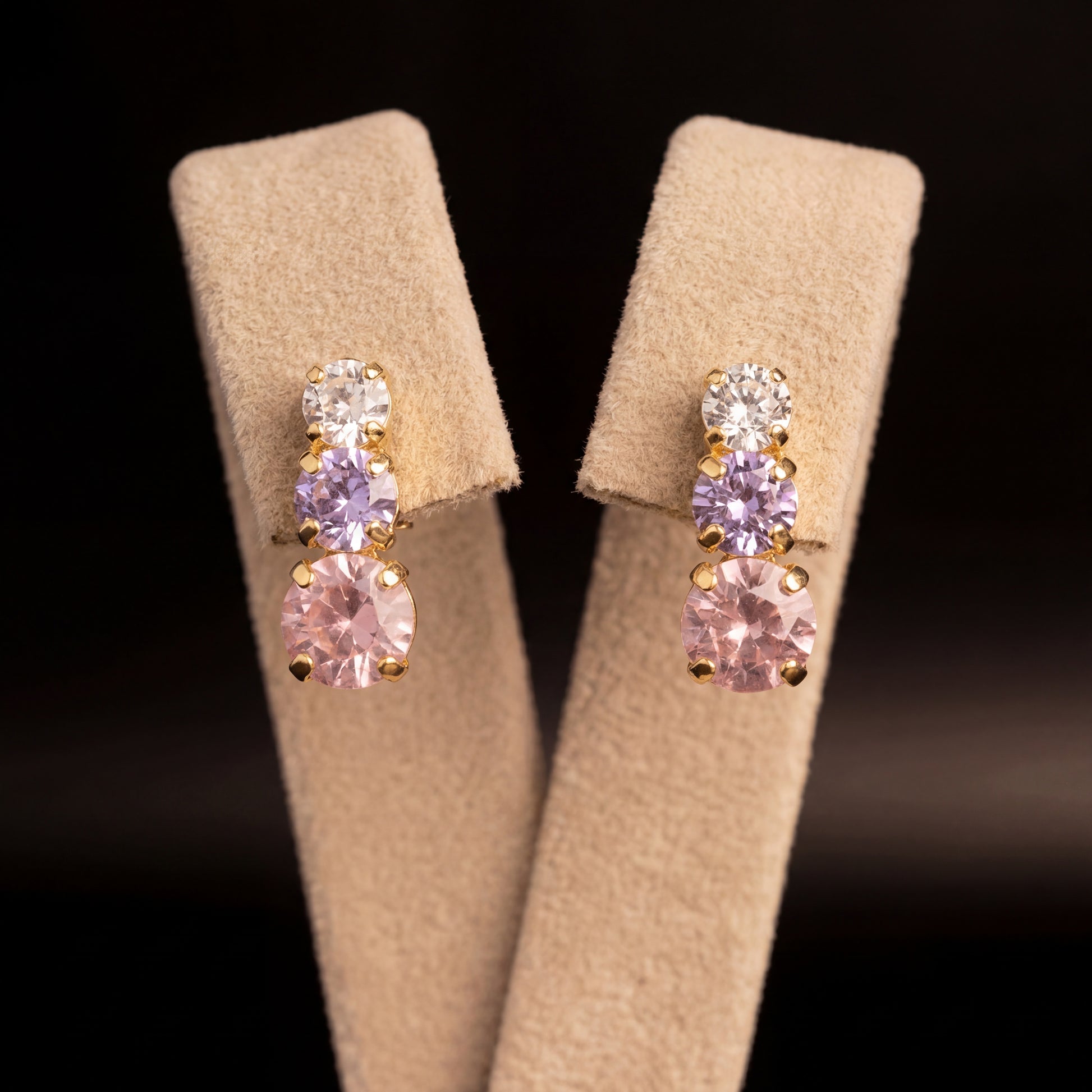 Trilogy orecchini - Oro Giallo - Crystal Rosa Chiaro Violet