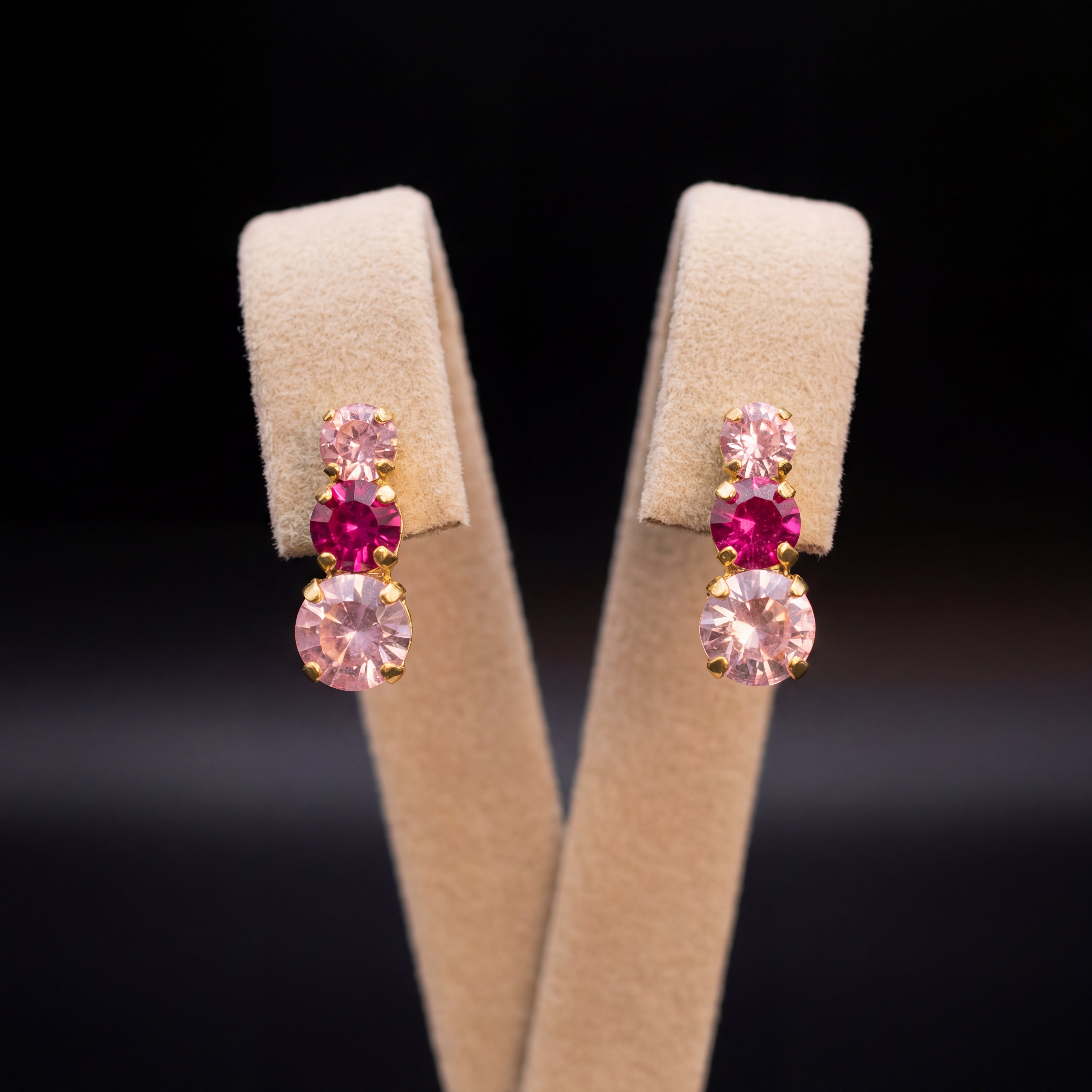 Trilogy orecchini - Oro Giallo - Rosa Chiaro Fuxia