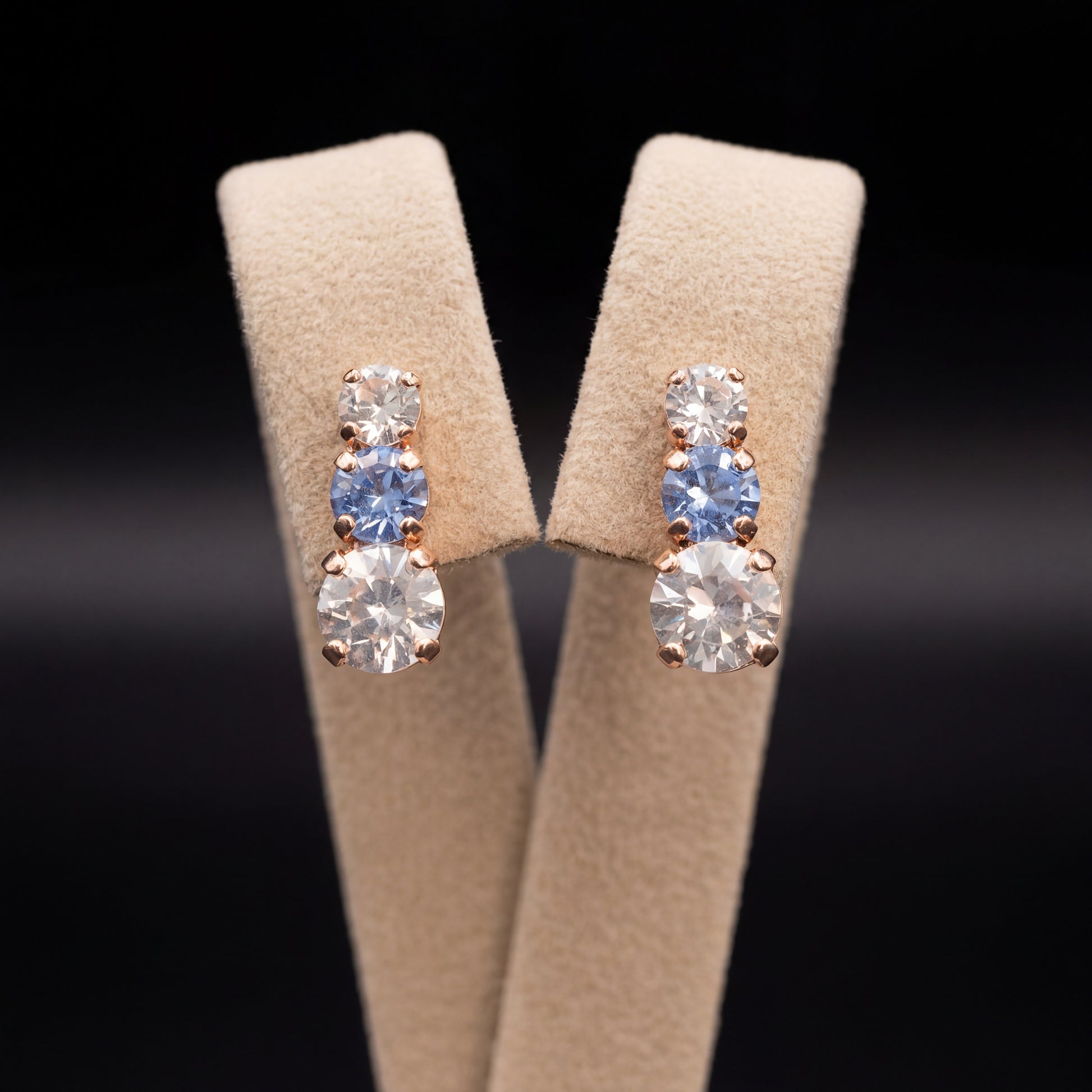 Trilogy orecchini - Oro Rosa - Azzurro Polvere Crystal