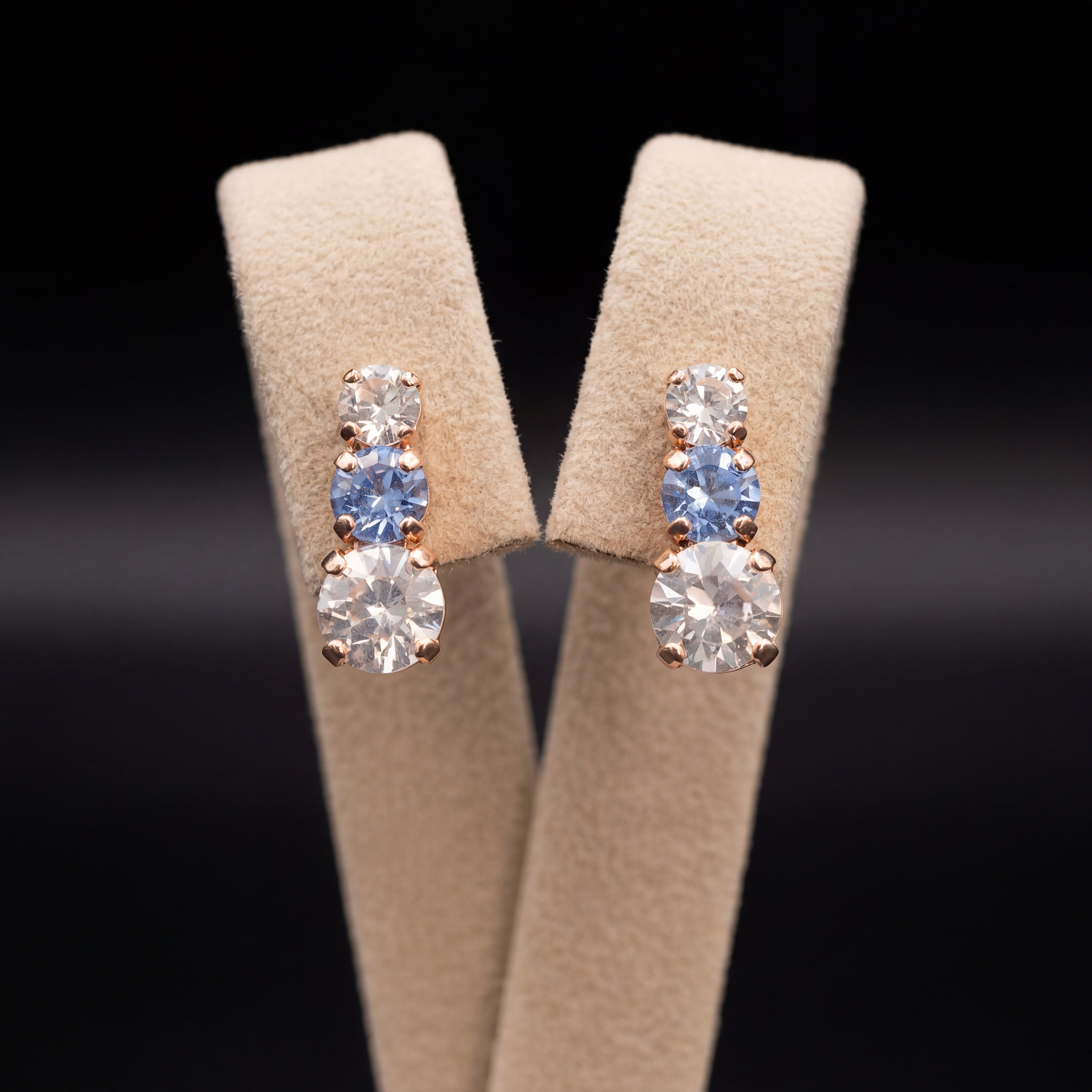 Trilogy orecchini - Oro Rosa - Azzurro Polvere Crystal