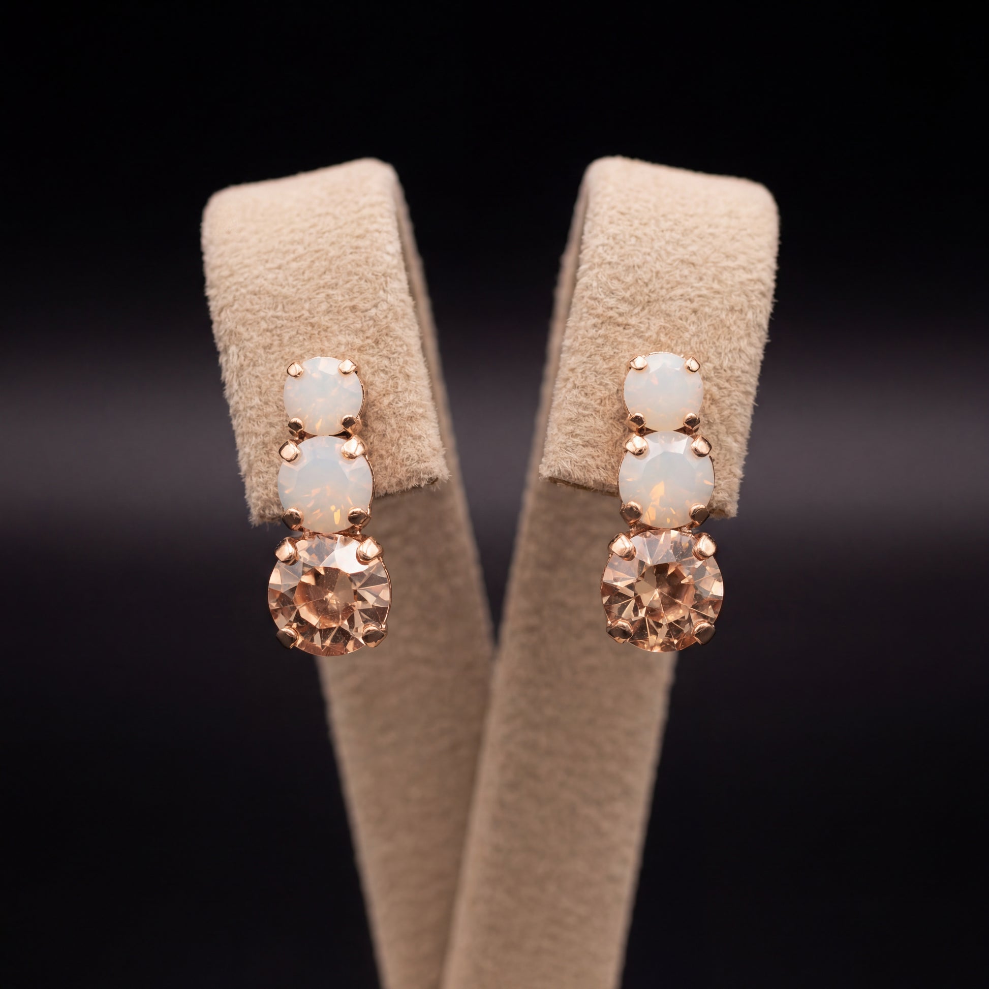 Trilogy orecchini - Oro Rosa - Bianco Opale Pesca Chiaro