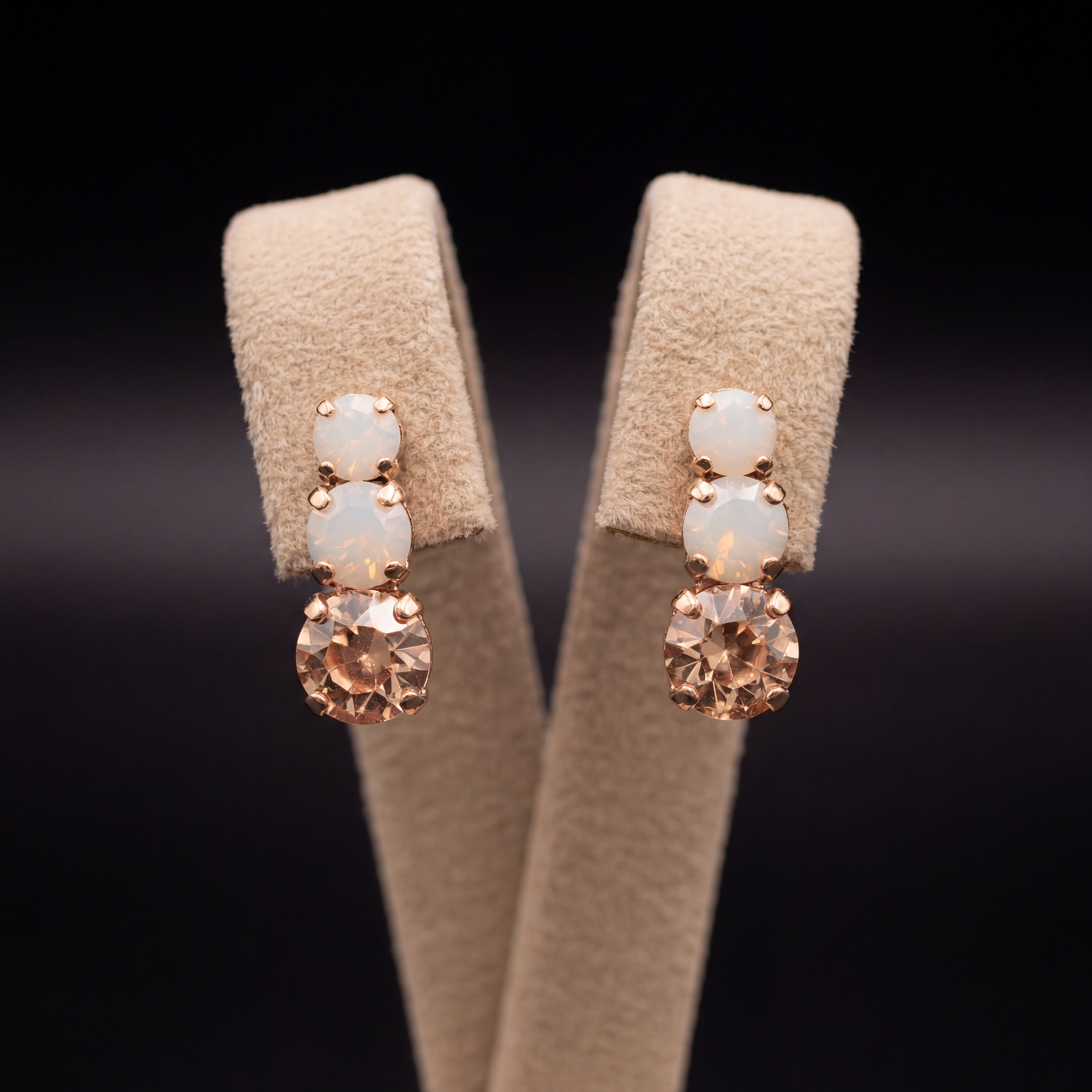 Trilogy orecchini - Oro Rosa - Bianco Opale Pesca Chiaro