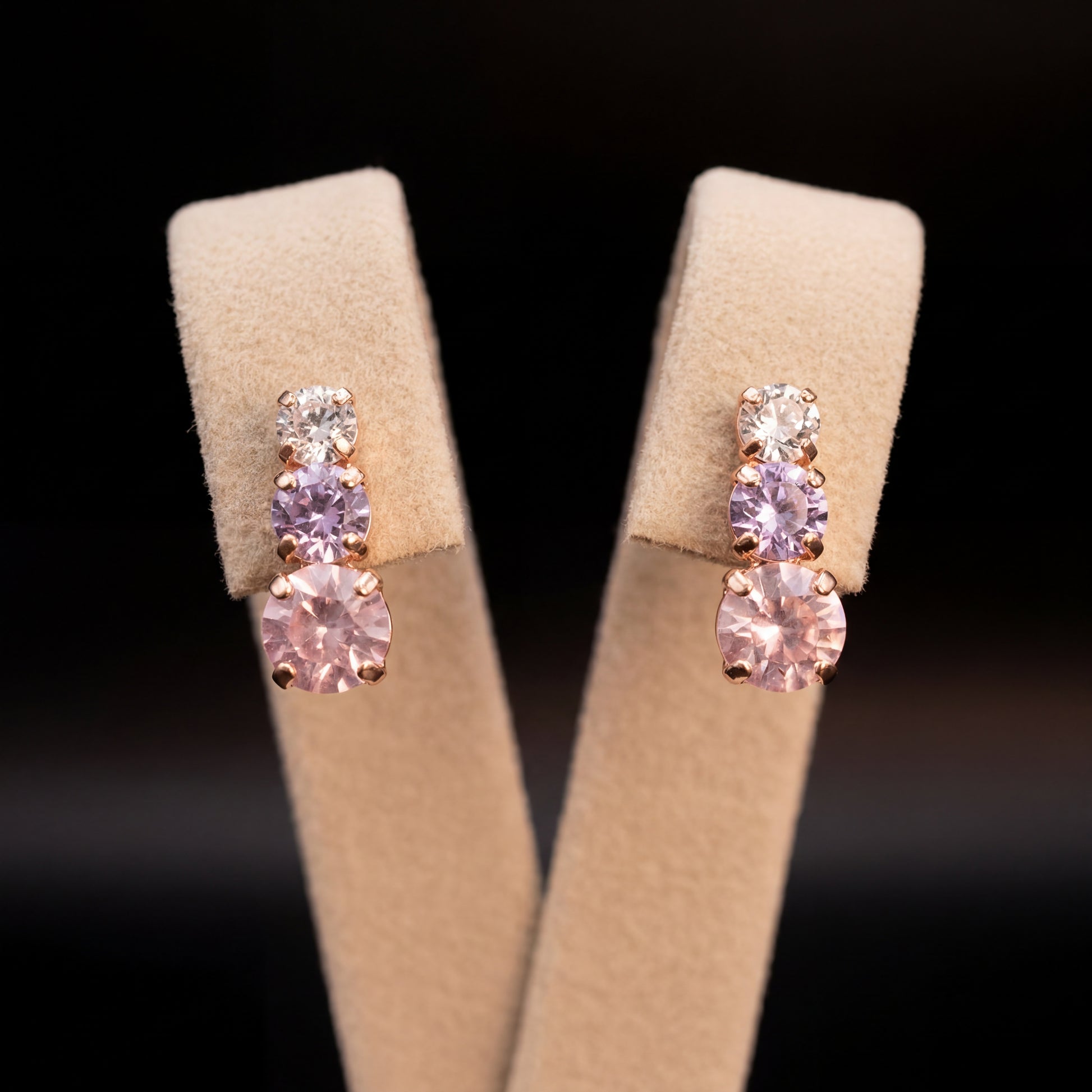 Trilogy orecchini - Oro Rosa - Crystal Rosa Chiaro Violet