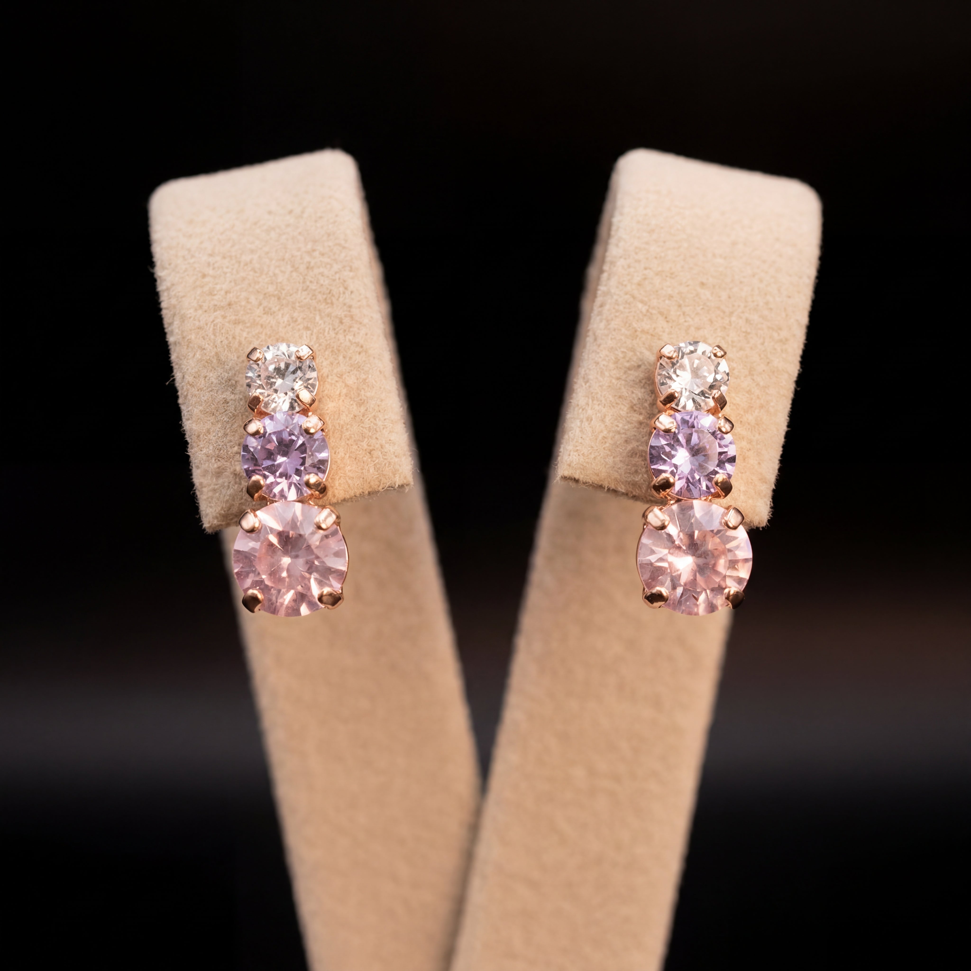 Trilogy orecchini - Oro Rosa - Crystal Rosa Chiaro Violet