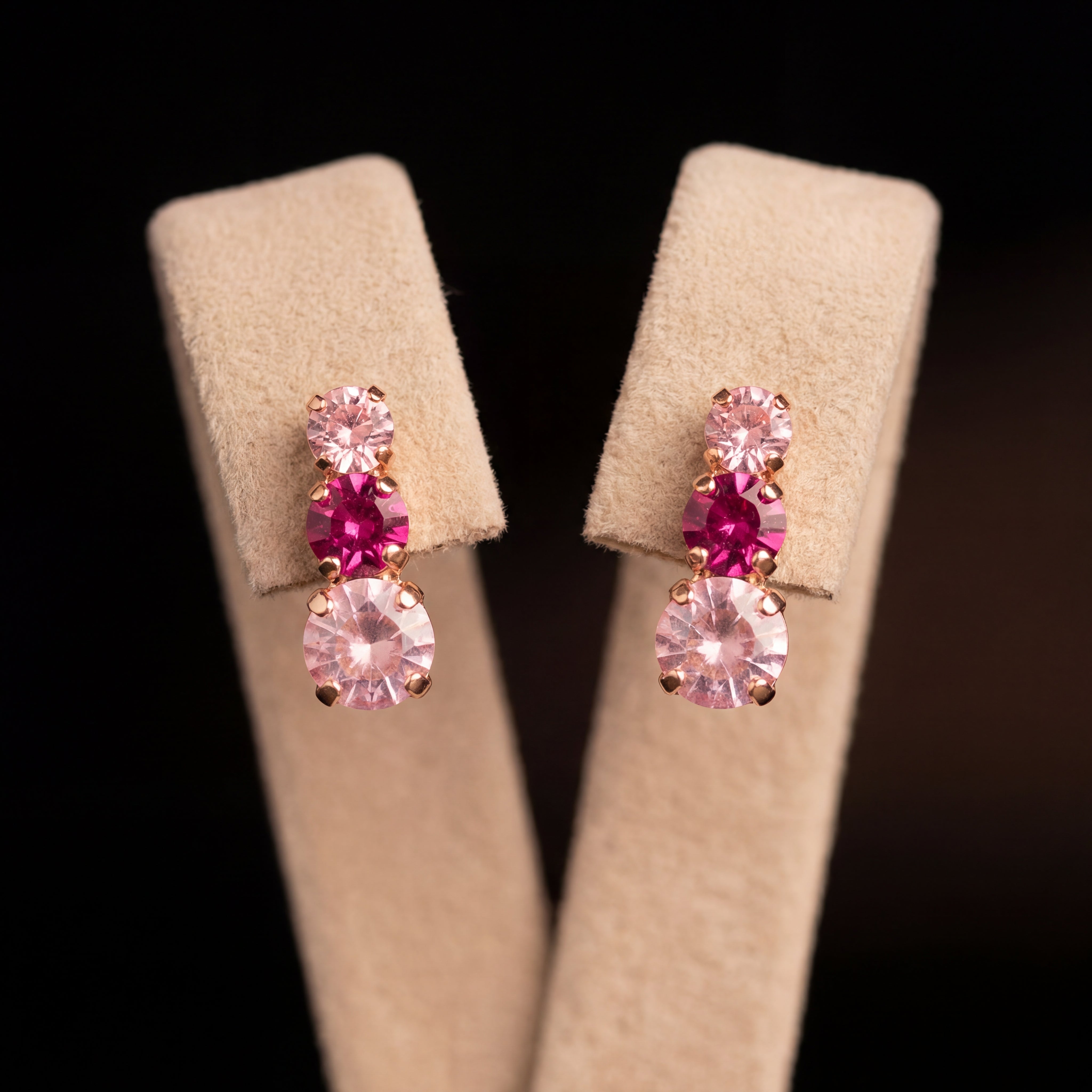 Trilogy orecchini - Oro Rosa - Rosa Chiaro Fuxia